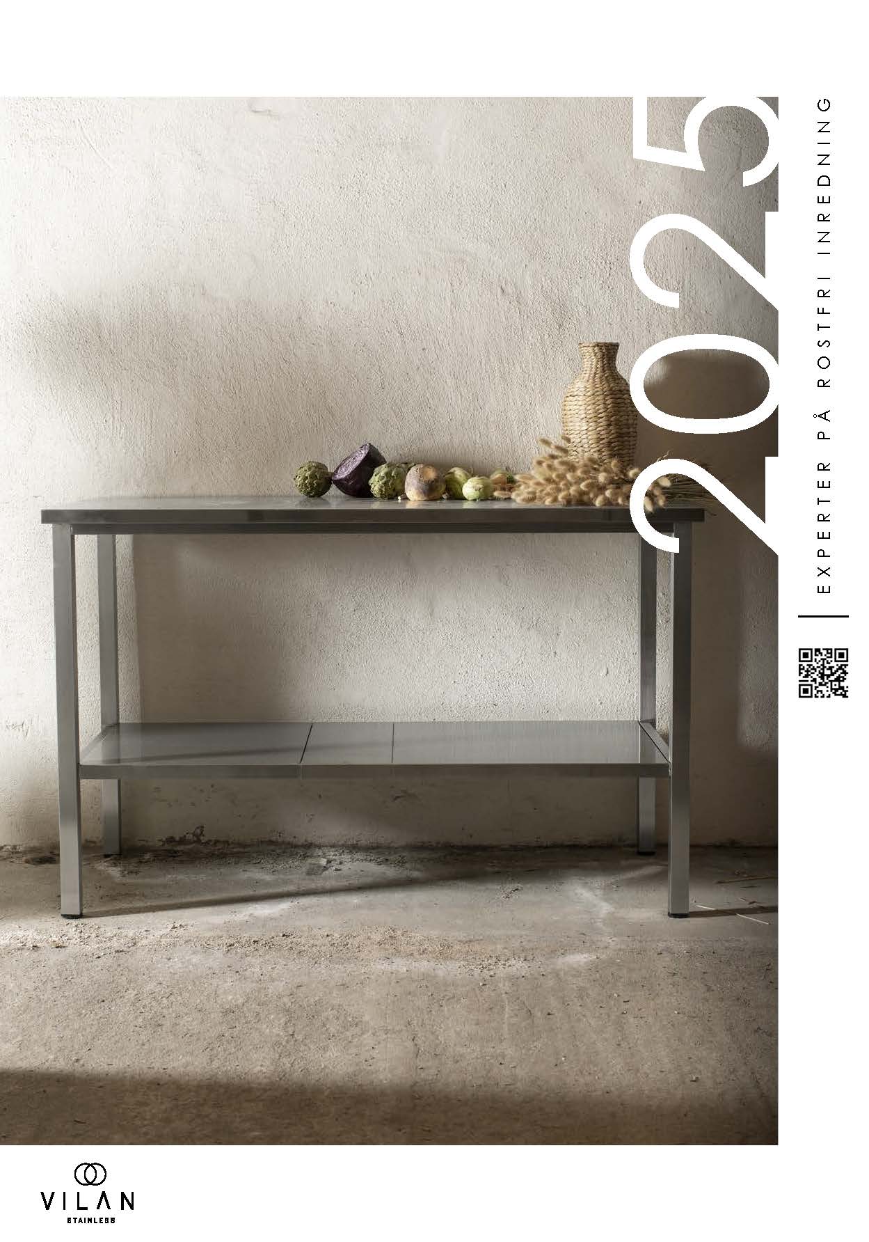 Katalog förstasida på Vilan Stainless som är rostfria bänkar